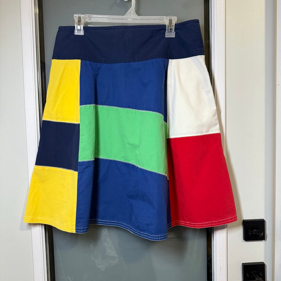 Women's American Living Patchwork Mini Skirt Size 8 Blue Yellow Multi-color - Picture 5 of 6
